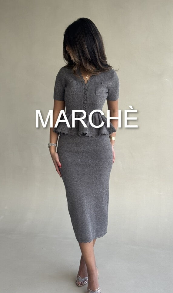 KNITTED MIDI RUFFLE DRESS