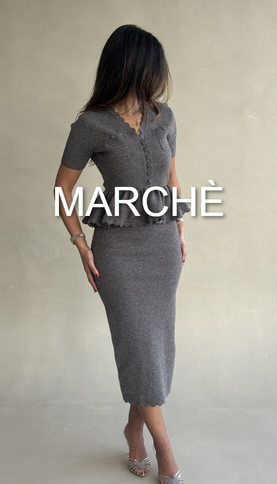 KNITTED MIDI RUFFLE DRESS