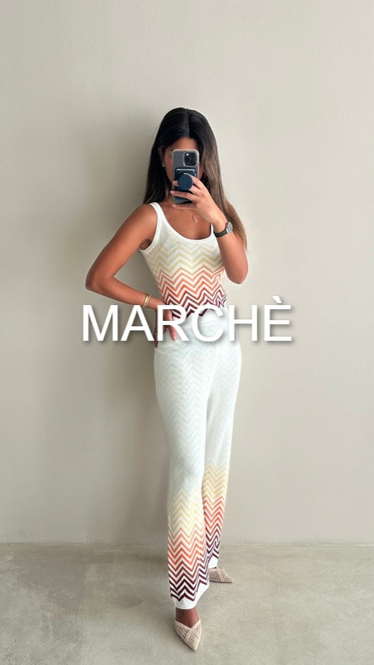 STRIPED VEST TOP + WIDE LEG KNIT PANT