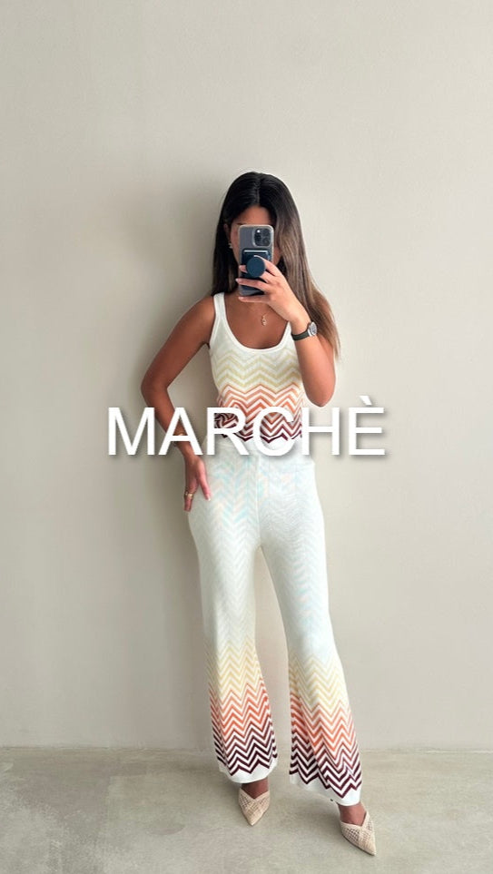 STRIPED VEST TOP + WIDE LEG KNIT PANT