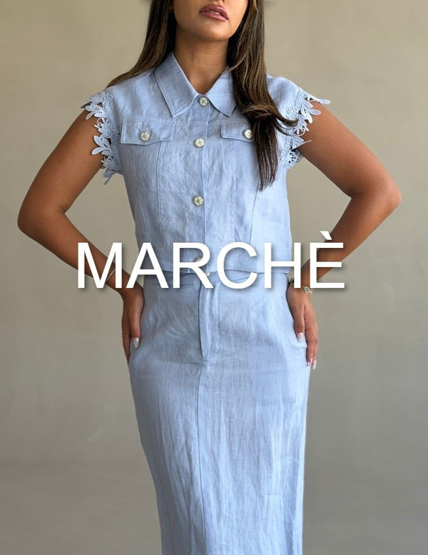 LACE SPLICING LINEN TOP + SKIRT
