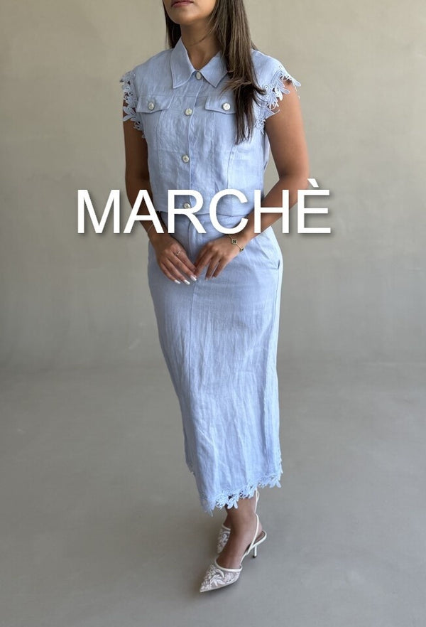 LACE SPLICING LINEN TOP + SKIRT