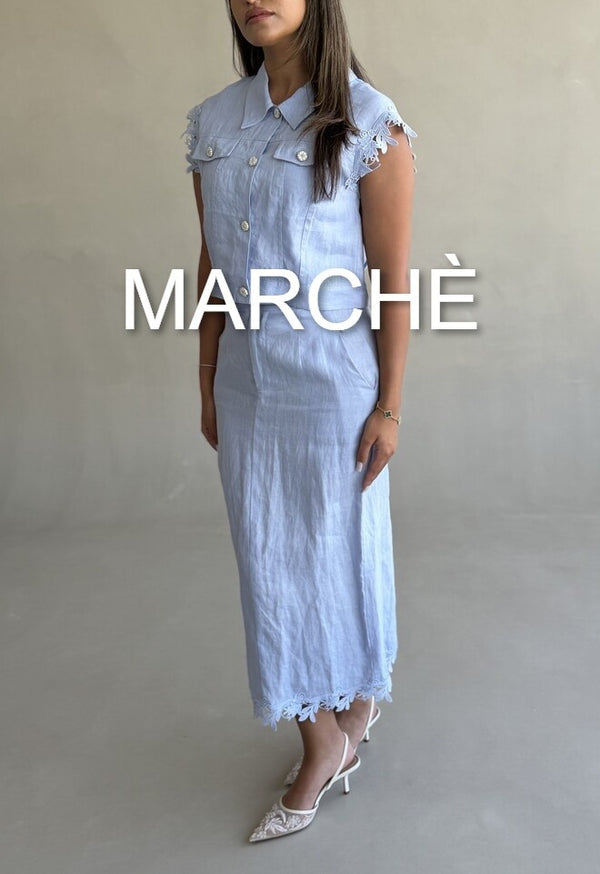 LACE SPLICING LINEN TOP + SKIRT