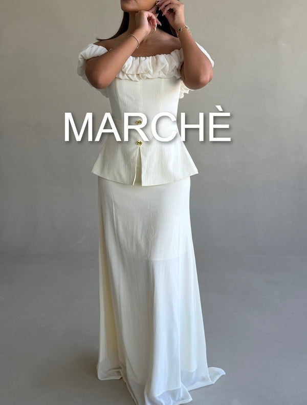 ELEGANT RUFFLED TOP + MAXI SKIRT