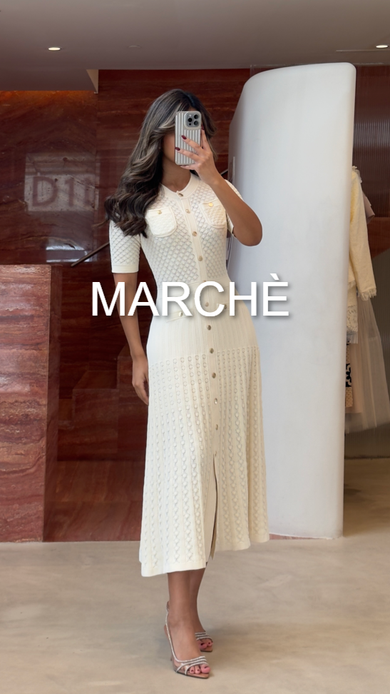 THREADING KNITTED LONG DRESS