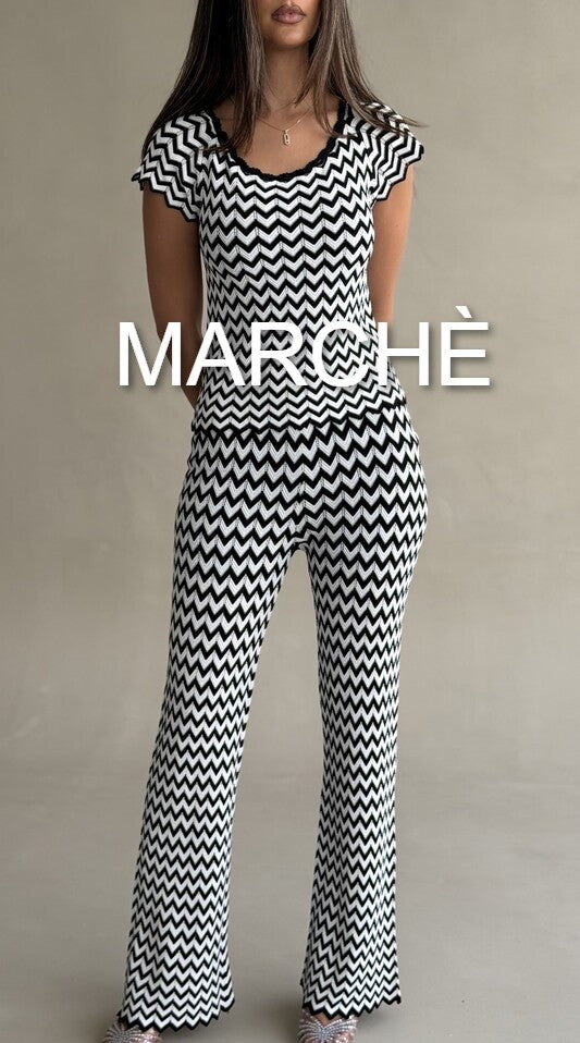 PATTERN WAVE KNIT TOP + PANTS