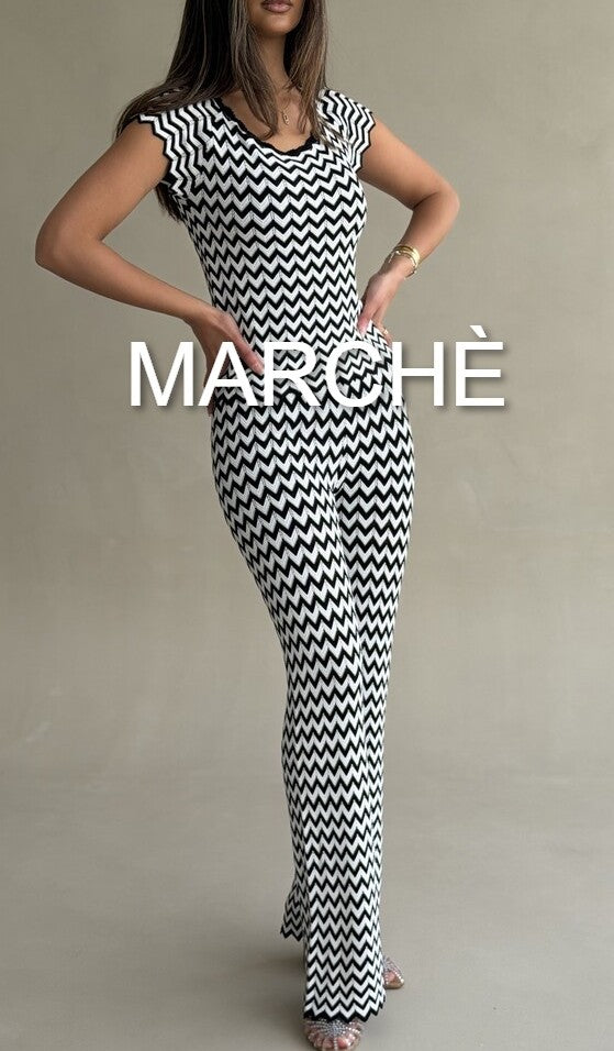 PATTERN WAVE KNIT TOP + PANTS