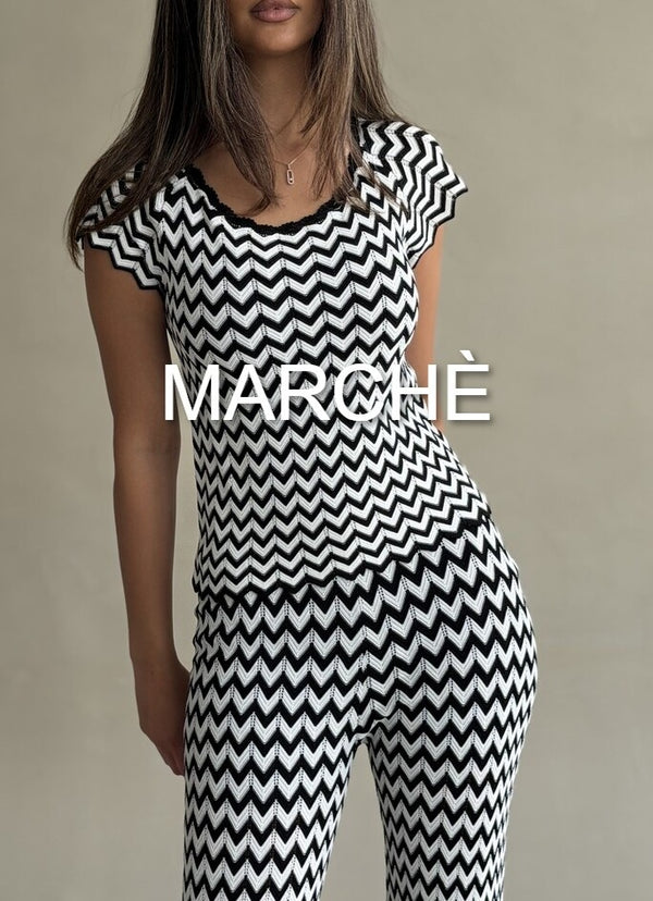 PATTERN WAVE KNIT TOP + PANTS
