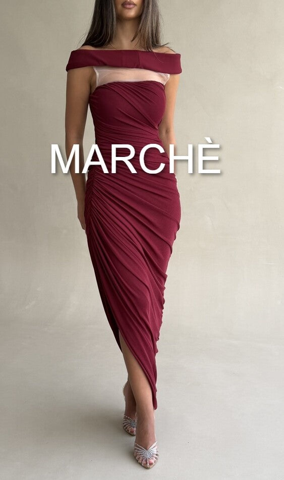 OFF SHOULDER SLIT LONG DRESS