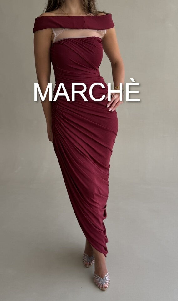 OFF SHOULDER SLIT LONG DRESS