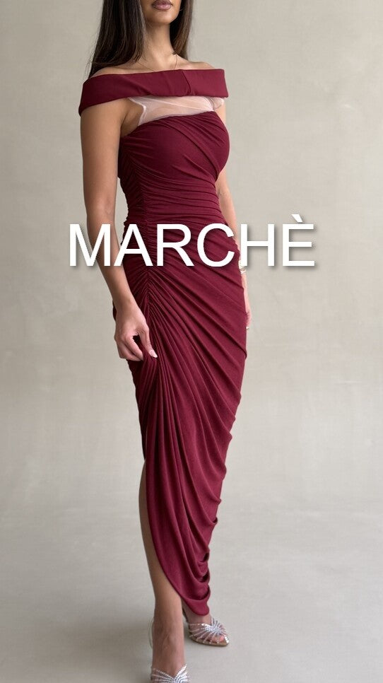 OFF SHOULDER SLIT LONG DRESS