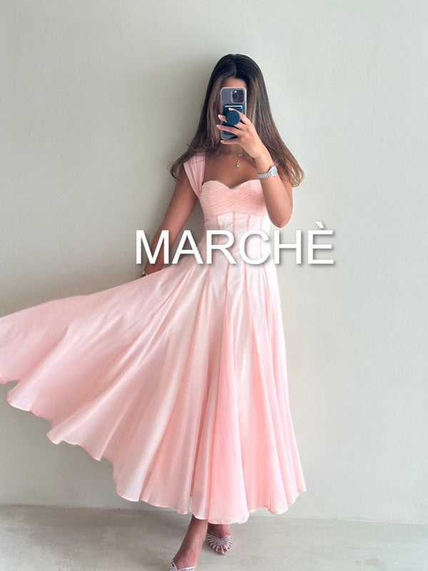 SQUARE NECK LONG ELEGANT DRESS