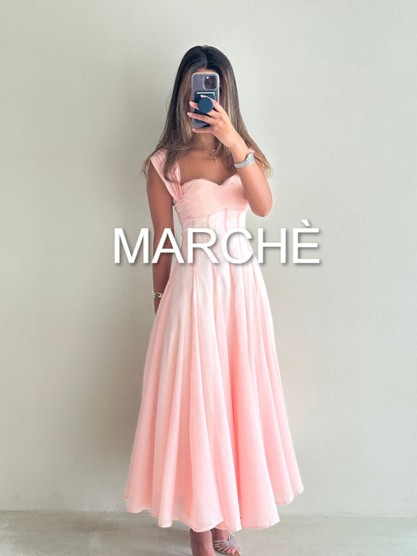 SQUARE NECK LONG ELEGANT DRESS