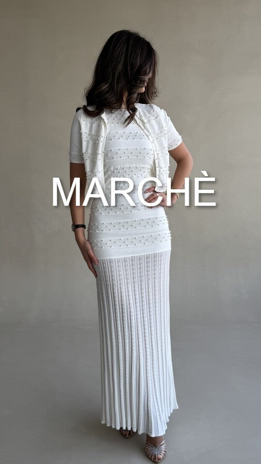 HEAVY BEADED ROUND NECK CARDIGAN+ TANK DRESS