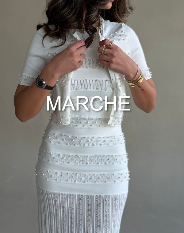 HEAVY BEADED ROUND NECK CARDIGAN+ TANK DRESS