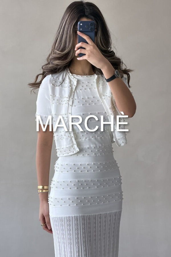 HEAVY BEADED ROUND NECK CARDIGAN+ TANK DRESS
