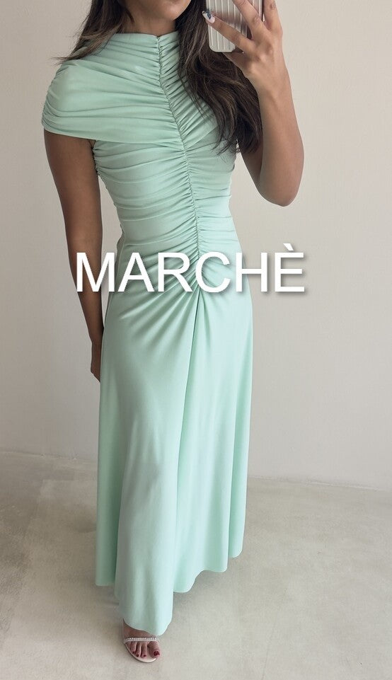 PLEATED COLLAR EVENING DRESS