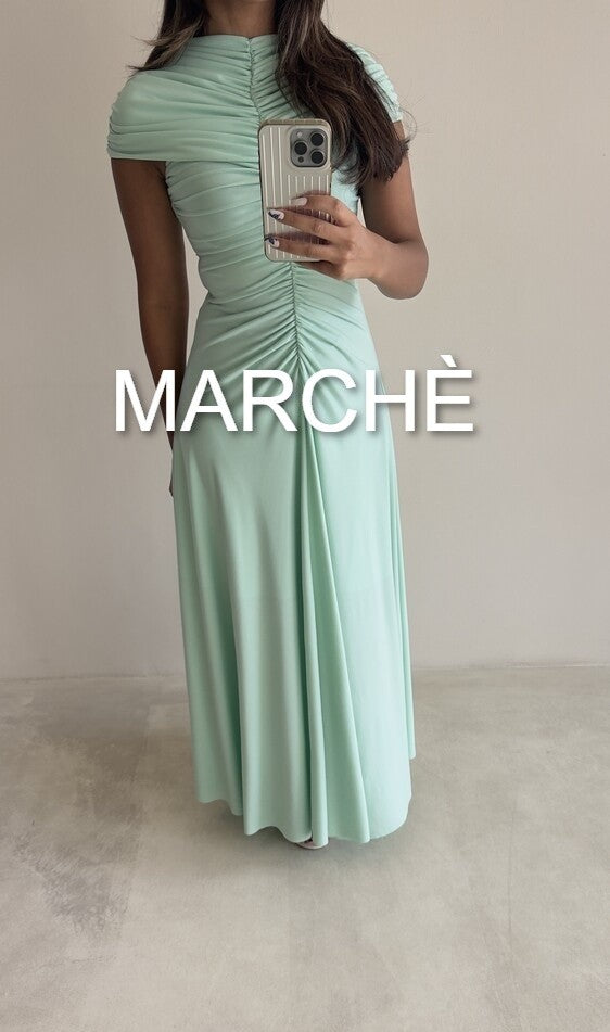 PLEATED COLLAR EVENING DRESS