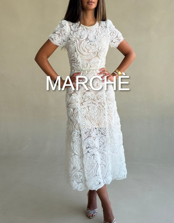 RETRO O NECK BEADED DRESS