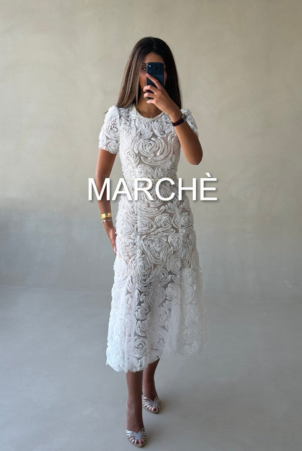 RETRO O NECK BEADED DRESS