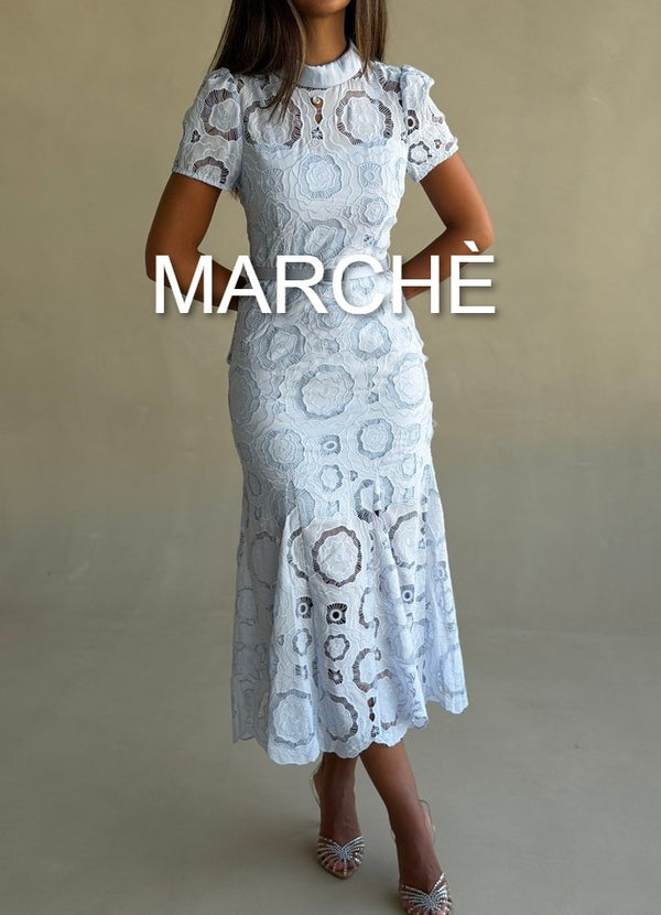 LACE EBROIDERED MIDI DRESS