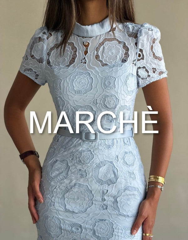 LACE EBROIDERED MIDI DRESS