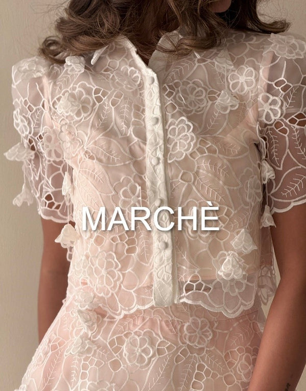 2 PCS SET LACE TOP + SKIRT