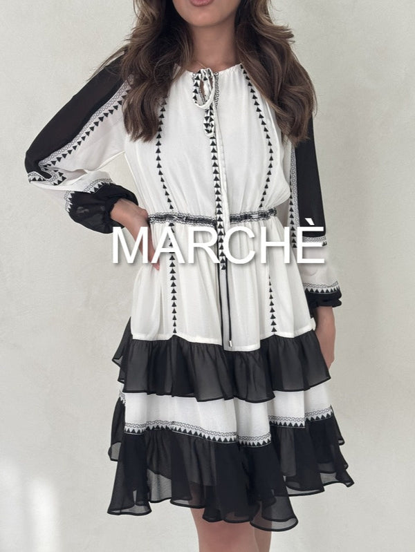 PLEAT TASSEL MINI DRESS