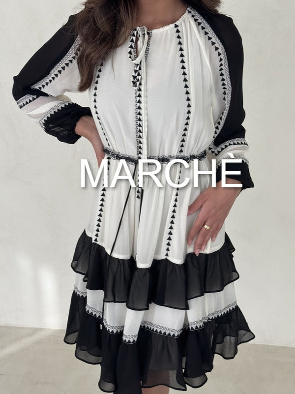 PLEAT TASSEL MINI DRESS