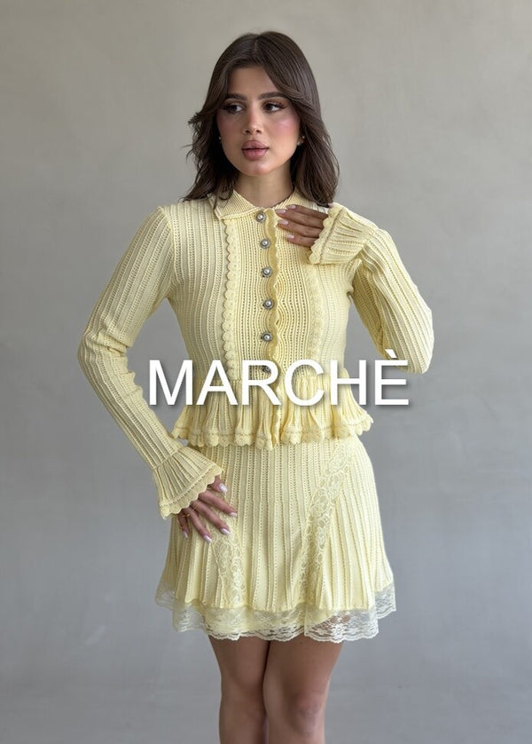 RUFFLED STITCHED KNIT DRESS