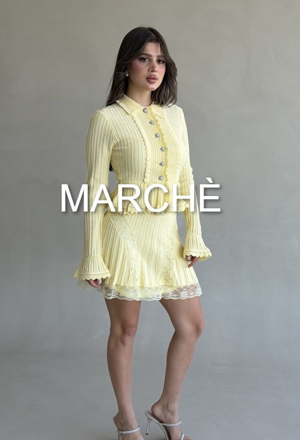 RUFFLED STITCHED KNIT DRESS