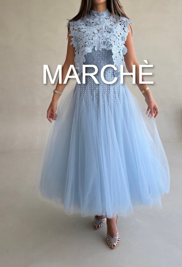 FLOWER WOVEN MESH DRESS