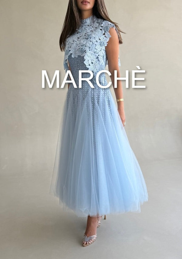 FLOWER WOVEN MESH DRESS