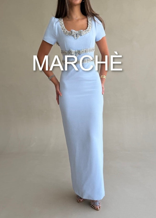 SCOOP COLLAR EVENING DRESS