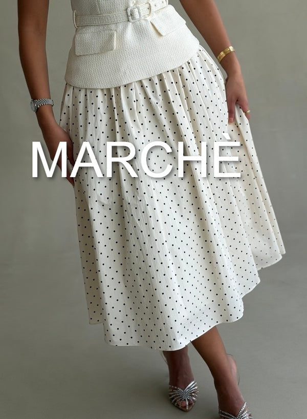POLKA DOT TWEED BELTED DRESS