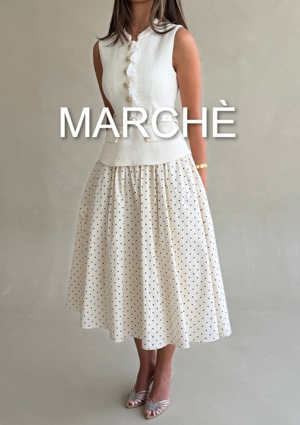 POLKA DOT TWEED BELTED DRESS