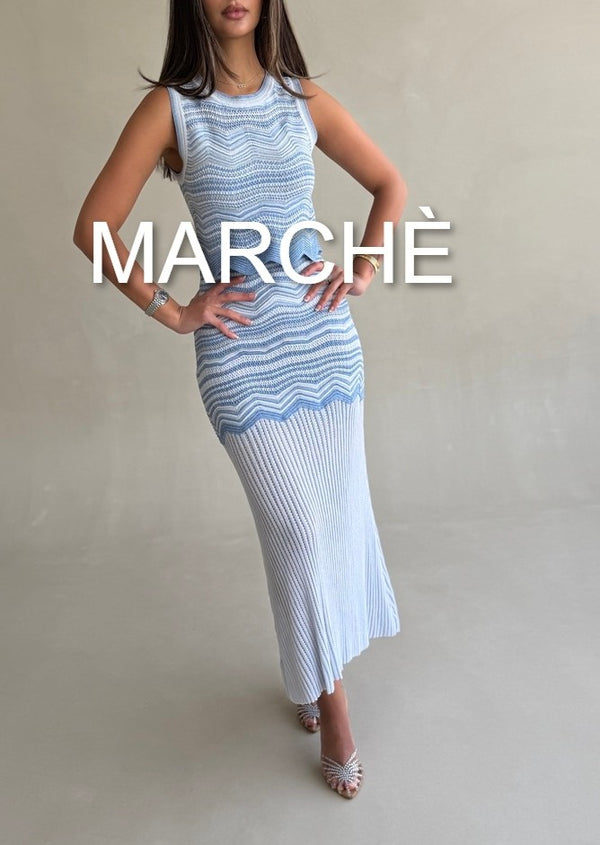 JACQUARD KNIT VEST + SKIRT
