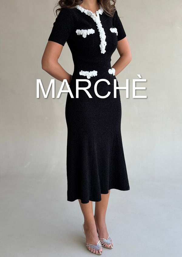 FLOWER DECORATION KNIT DRESS