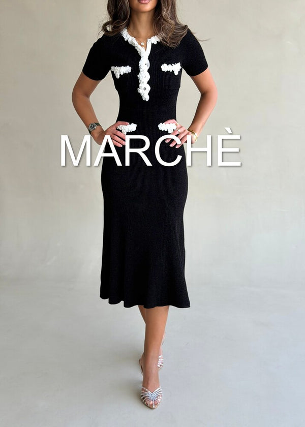 FLOWER DECORATION KNIT DRESS