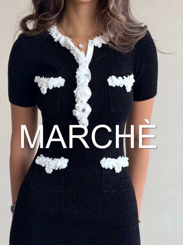 FLOWER DECORATION KNIT DRESS