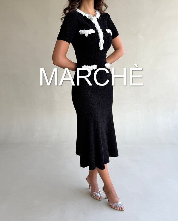 FLOWER DECORATION KNIT DRESS