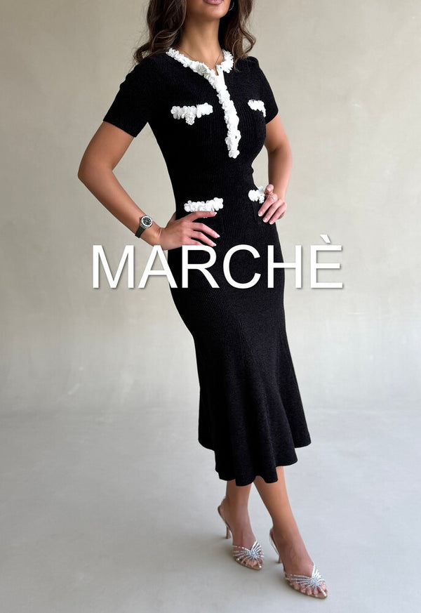 FLOWER DECORATION KNIT DRESS