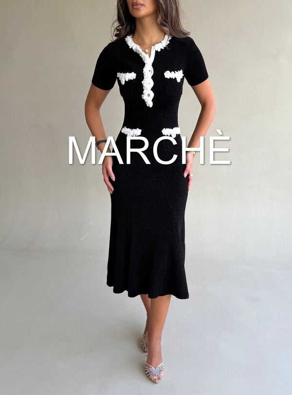 FLOWER DECORATION KNIT DRESS