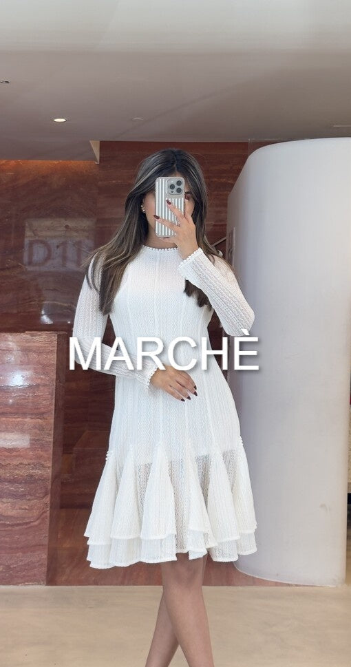 MESH SPLICING RUFFLE EDGE WAIST