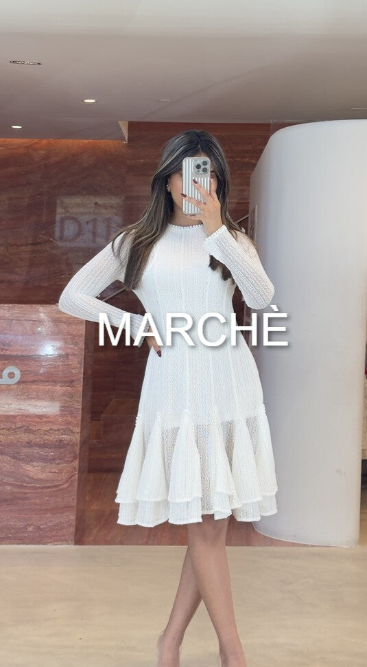 MESH SPLICING RUFFLE EDGE WAIST
