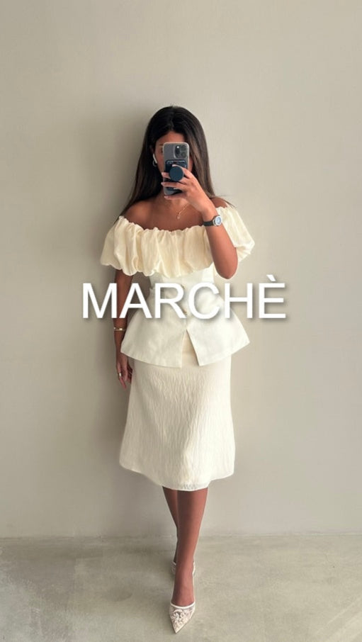 RUFFLED OFF SHOULDER  TOP+ SKIRT