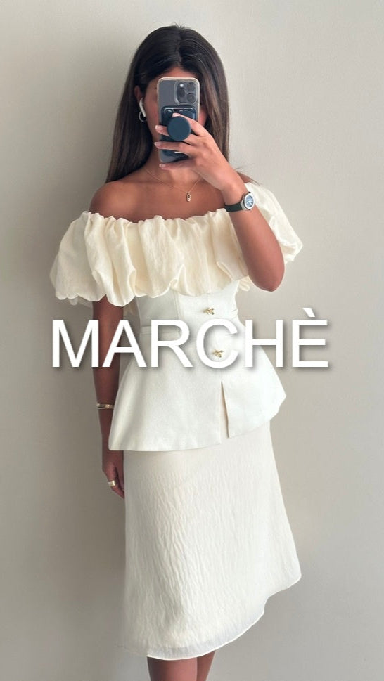 RUFFLED OFF SHOULDER  TOP+ SKIRT