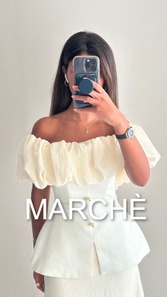 RUFFLED OFF SHOULDER  TOP+ SKIRT