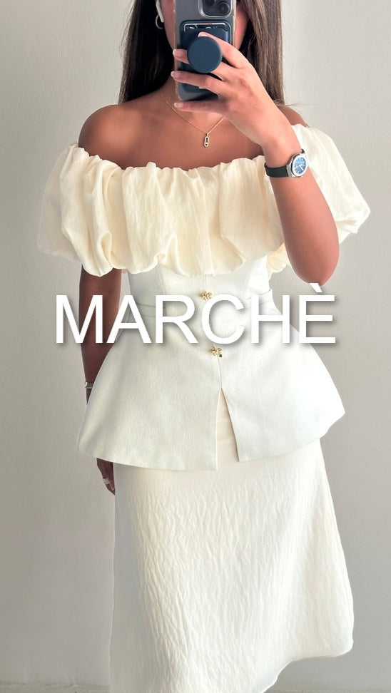RUFFLED OFF SHOULDER  TOP+ SKIRT