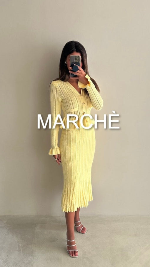 KNITTED STRETCH  RUFFLED  DRESS